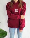 Bluza Ocieplana Oversize Min Min z Kapturem Bordowa