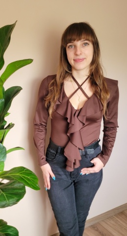 Brązowe Body z Falbaną