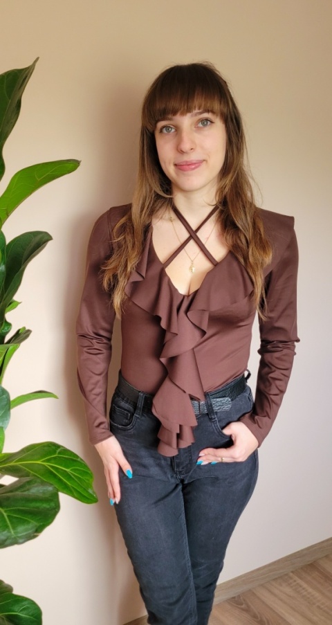 Brązowe Body z Falbaną